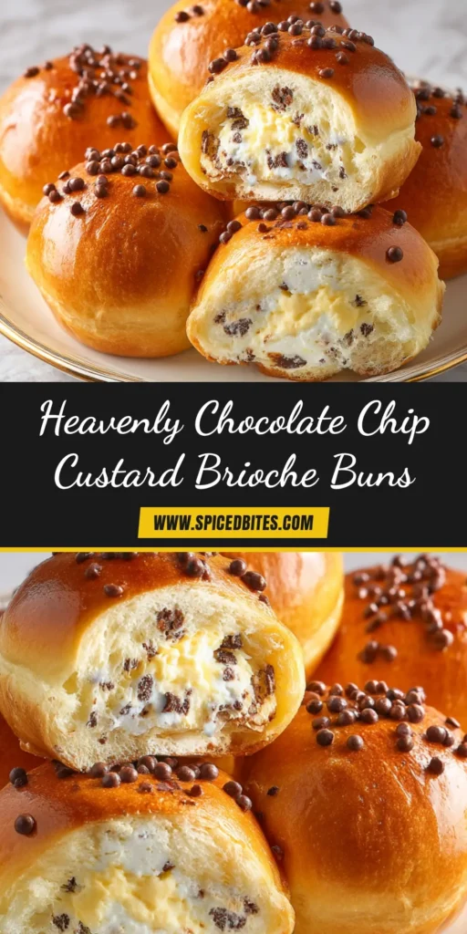 An overhead shot of golden-brown chocolate chip vanilla custard brioches in a baking dish, ready to be shared. The perfect recipe for a sweet breakfast or dessert.