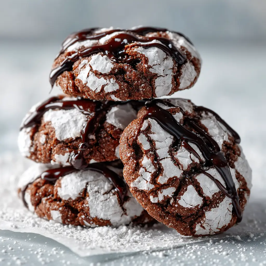 Chocolate Crinkle Cookies Recipe (The Ultimate Fudgy Guide) 1 A single chocolate crinkle cookie broken in half to reveal a moist, fudgy, and chewy center. The perfect result of this chocolate crinkle cookies recipe.