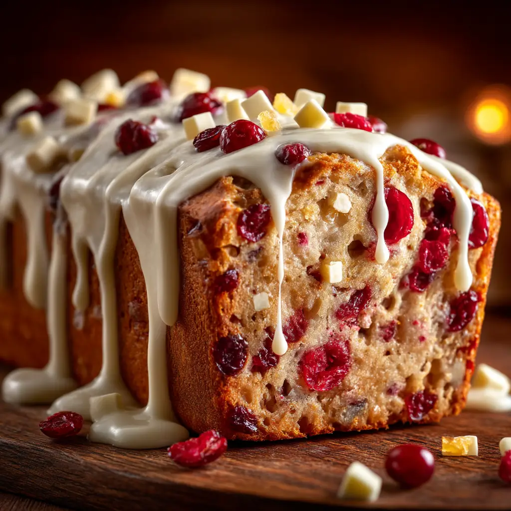 Cranberry Bliss Bread (A Starbucks Copycat Recipe) 1 A close-up shot of the Cranberry Bliss Bread batter in a loaf pan before baking, with white chocolate chips and cranberries visible.