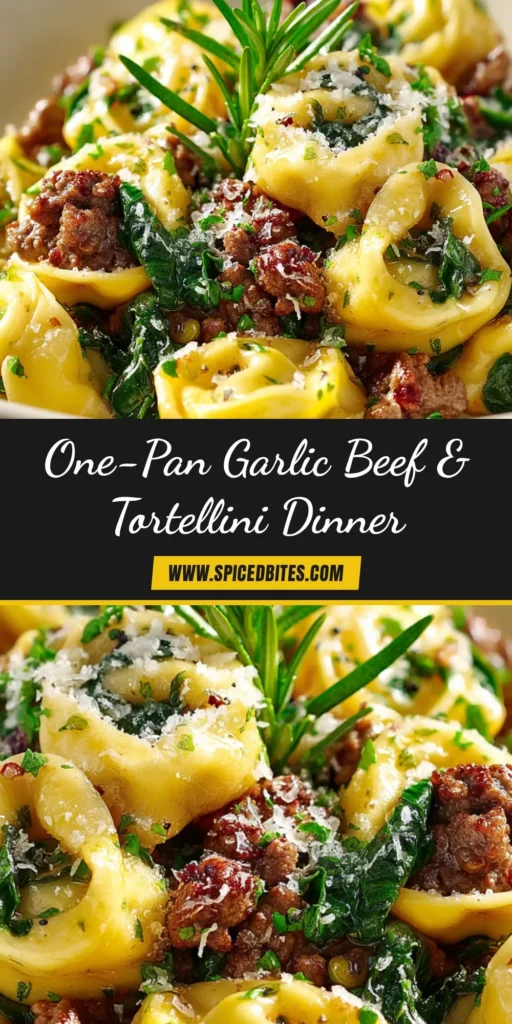 Beef and Spinach Tortellini: A 30-Minute One-Pan Meal 3 A delicious bowl of creamy beef and spinach tortellini. This one-pan meal is perfect for a quick and easy weeknight dinner.