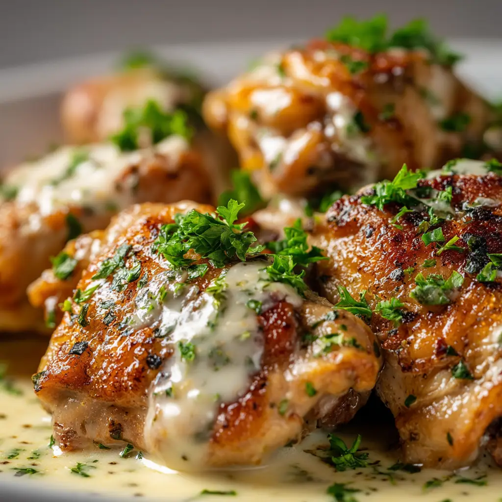 Tahini Chicken: The 30-Minute Recipe for a Perfect Weeknight Dinner 1 A close-up view of the rich and creamy lemon tahini sauce being drizzled over cooked chicken, showcasing its smooth consistency.