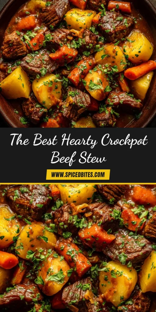 Crockpot Beef Stew (The Ultimate Cozy Recipe) 3 A vibrant overhead shot of a bowl of homemade Crockpot Beef Stew, filled with tender beef, carrots, and potatoes in a rich gravy.