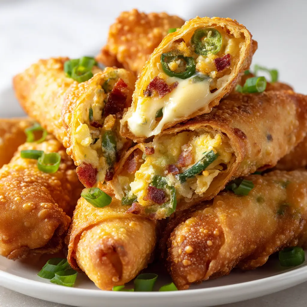Jalapeno Popper Egg Rolls: The Ultimate Crispy Appetizer 1 A delicious pile of homemade jalapeno popper egg rolls, showcasing the final product of the easy-to-follow recipe.