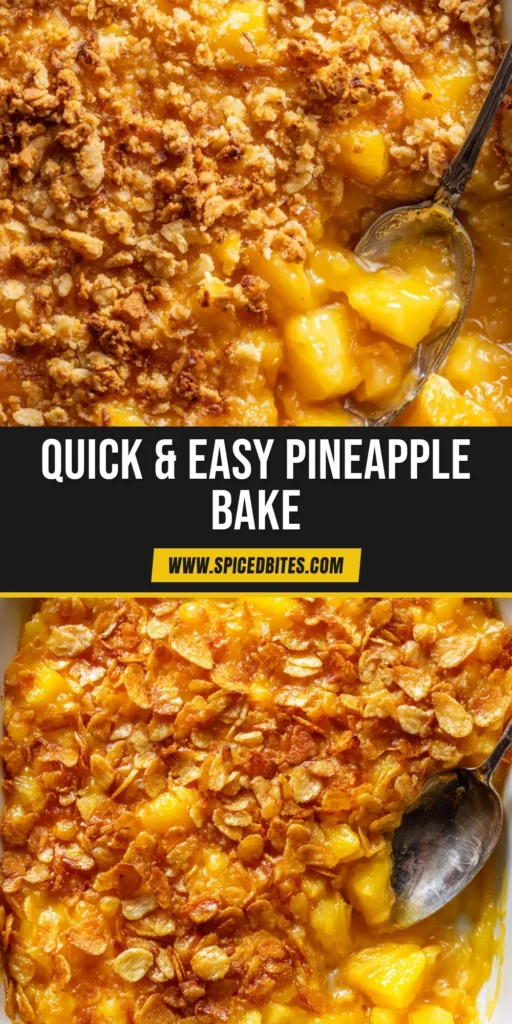 The Ultimate Baked Pineapple Bake Recipe 3 A deliciously sweet and savory Pineapple Bake recipe featuring juicy pineapple chunks topped with a golden cheddar cracker crust.