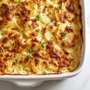 Perfect Homemade Scalloped Potatoes with a Crispy Cheese Crust 4 Thinly sliced, tender yellow potatoes layered perfectly before baking for homemade scalloped potatoes.