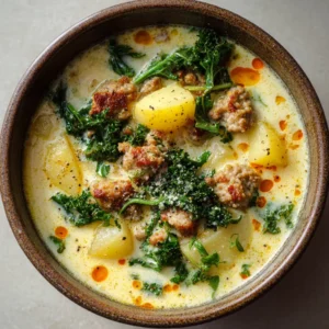 Creamy Tuscan Sausage and Potato Soup 4 Close up view of raw and fresh ingredients for Tuscan Sausage and Potato Soup including kale, cream, and potatoes.