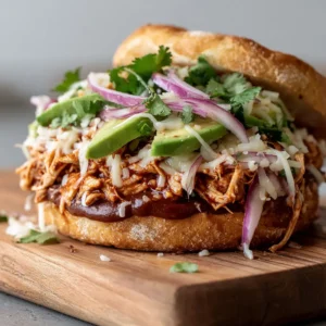 The Ultimate Chicken Torta Sandwich 4 Ingredients for a Chicken Torta Sandwich including toasted telera rolls, thick dark brown refried beans, and bright green avocado slices.