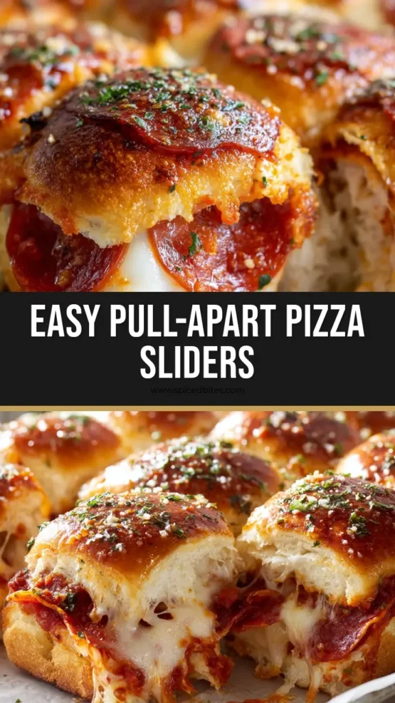 Hawaiian Roll Pizza Sliders: The Ultimate Pull-Apart Recipe 4 A slab of freshly baked Hawaiian Roll Pizza Sliders on parchment paper, being pulled apart to show gooey mozzarella cheese and pepperoni.