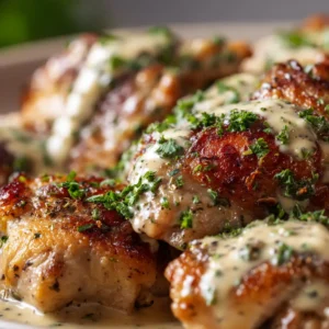 Tahini Chicken: The 30-Minute Recipe for a Perfect Weeknight Dinner 4 An extreme close-up shot of baked tahini chicken, showing the juicy texture and golden-brown exterior of the perfectly cooked meat.