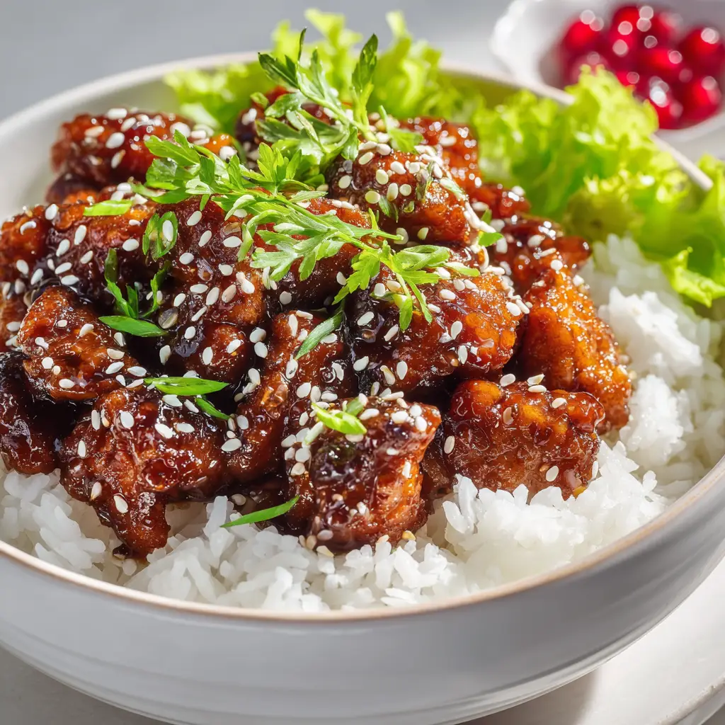 Honey Garlic Chicken Bowls (Easy, Sticky & Perfect for Meal Prep) 1 A complete honey garlic chicken meal prep bowl with carrots, broccoli, and rice, ready to be stored.