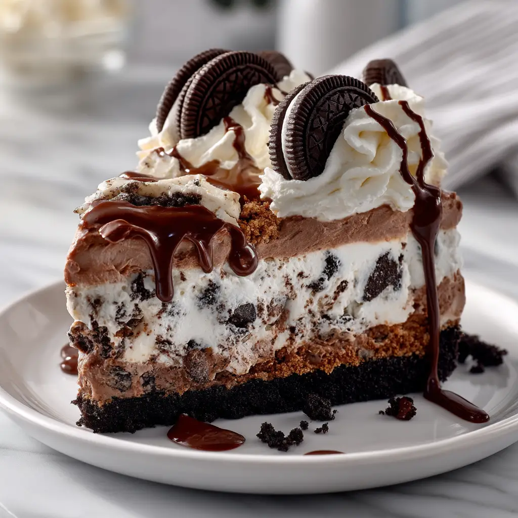 Oreo Lasagna: The Ultimate No-Bake Chocolate Dessert 1 The full 9x13 pan of Oreo lasagna, freshly garnished and ready to be served at a potluck or party.