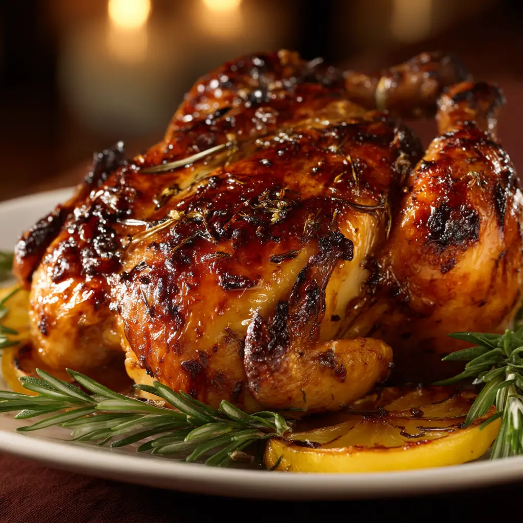 Roasted Cornish Hen: The Ultimate Guide to a Perfect-Every-Time Meal 1 A whole Roasted Cornish Hen fresh from the oven, glistening with juices and ready to be served. The image shows the beautiful color from roasting.