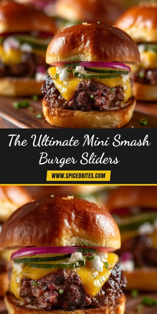 Smash Burger Sliders: The Ultimate Crowd-Pleasing Recipe 3 A platter of delicious Smash Burger Sliders, with melted cheese, pickles, and a golden-brown bun. The perfect party appetizer.