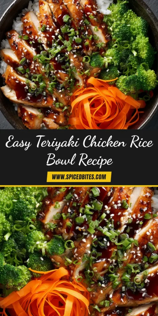 Teriyaki Chicken Rice Bowl: Better Than Takeout in 30 Minutes 3 A vibrant Teriyaki Chicken Rice Bowl in a white bowl, topped with sesame seeds and green onions. The perfect easy weeknight dinner idea.