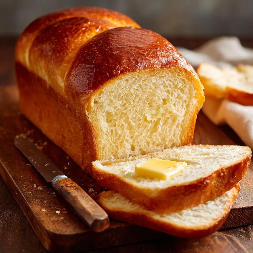 Amish White Bread Recipe for the Softest, Fluffiest Loaf 1 A close-up of two thick slices of Amish White Bread, revealing the soft, fluffy, bright white crumb interior.