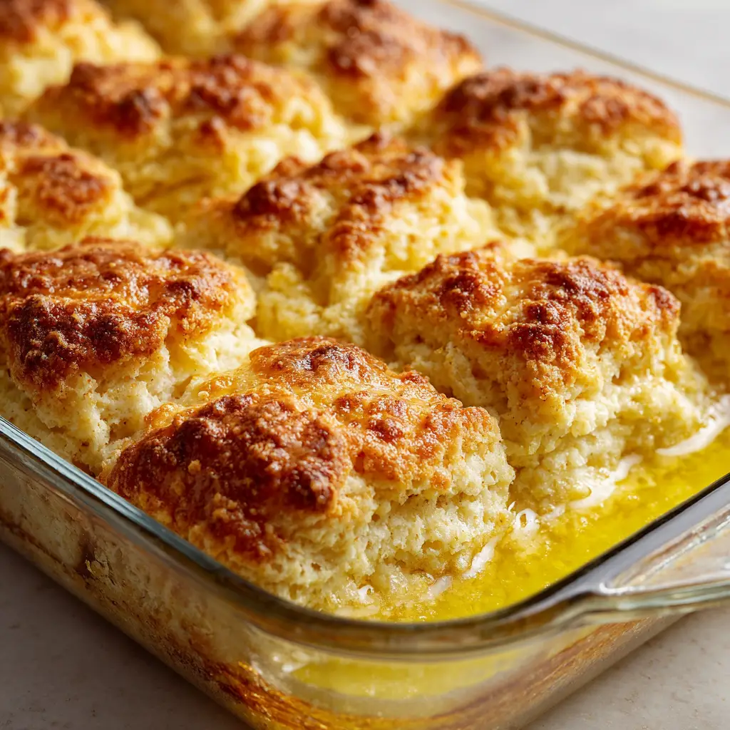 Butter Swim Biscuits: The Easiest, Most Buttery Recipe 1 The soft, fluffy interior crumb of a butter swim biscuit is revealed, sitting in a clear glass dish with melted butter pooling at the edge.