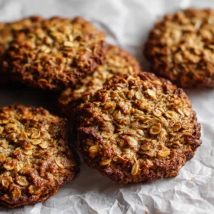 Healthy Banana Oat Cookies: The Ultimate Rustic, Chewy, and Naturally Sweet Snack 3 Close up of Healthy Banana Oat Cookies showing the golden-brown mashed banana and peanut butter dough with visible whole rolled oats.