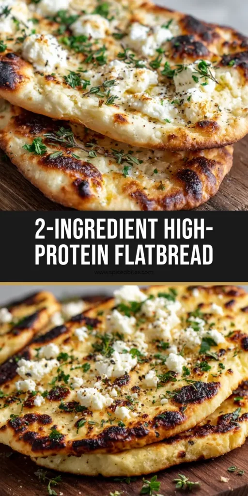 Cottage Cheese Flatbread: The Ultimate High-Protein Rustic Recipe 4 A stack of two golden-brown, rustic, oval-shaped Cottage Cheese Flatbreads topped with melted white cheese crumbles and fresh herbs.