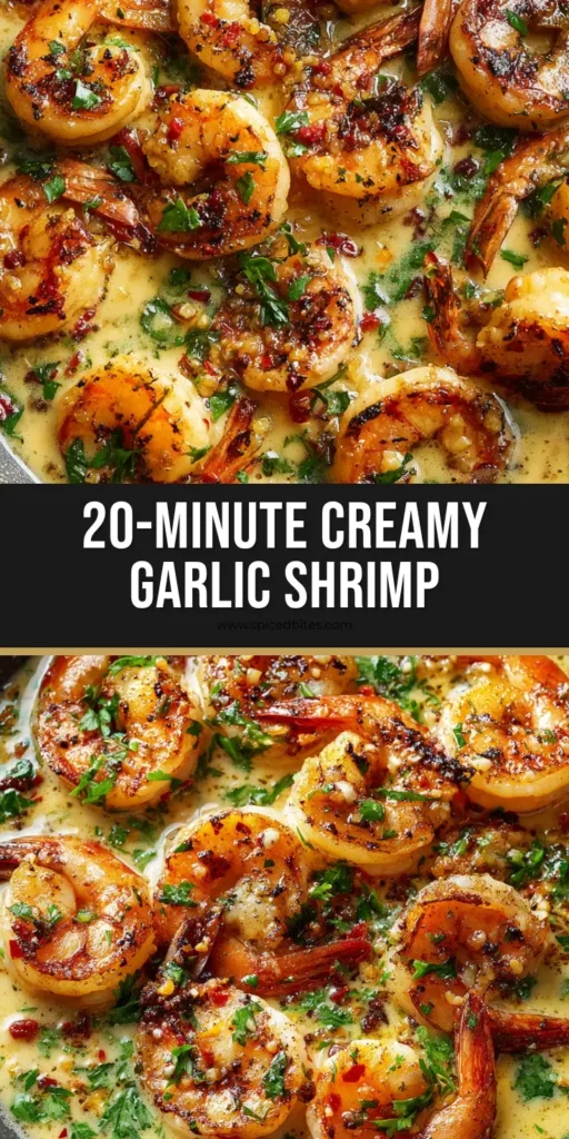 Creamy Coconut Garlic Shrimp: The Ultimate 20-Minute Skillet Masterpiece 4 Top-down view of Creamy Coconut Garlic Shrimp in a grey skillet with golden-brown seared shrimp and fresh parsley.
